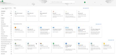 Google API-Bibliothek mit der Kachel „Google Calendar API“ im Bereich Google Workspace