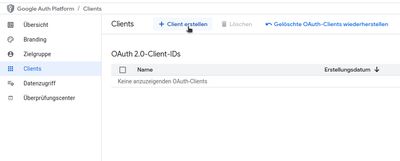 Google Auth Platform zum Erstellen eines neuen OAuth-Clients