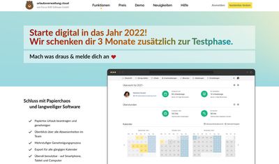 Startseite von focus:shift mit der Aktion „Starte digital in das Jahr 2022! Wir schenken dir 3 Monate zusätzlich zur Testphase.“