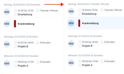 Die Summe der Arbeitszeiten wird jetzt in Stunden und Minuten dargestellt